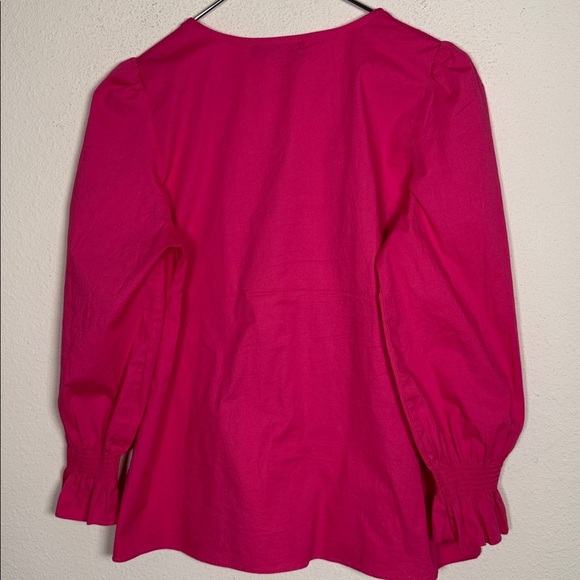 Tuckernuck Pomander Place Easton Blouse Pink Cotton Poplin Medium - Picture 3 of 6
